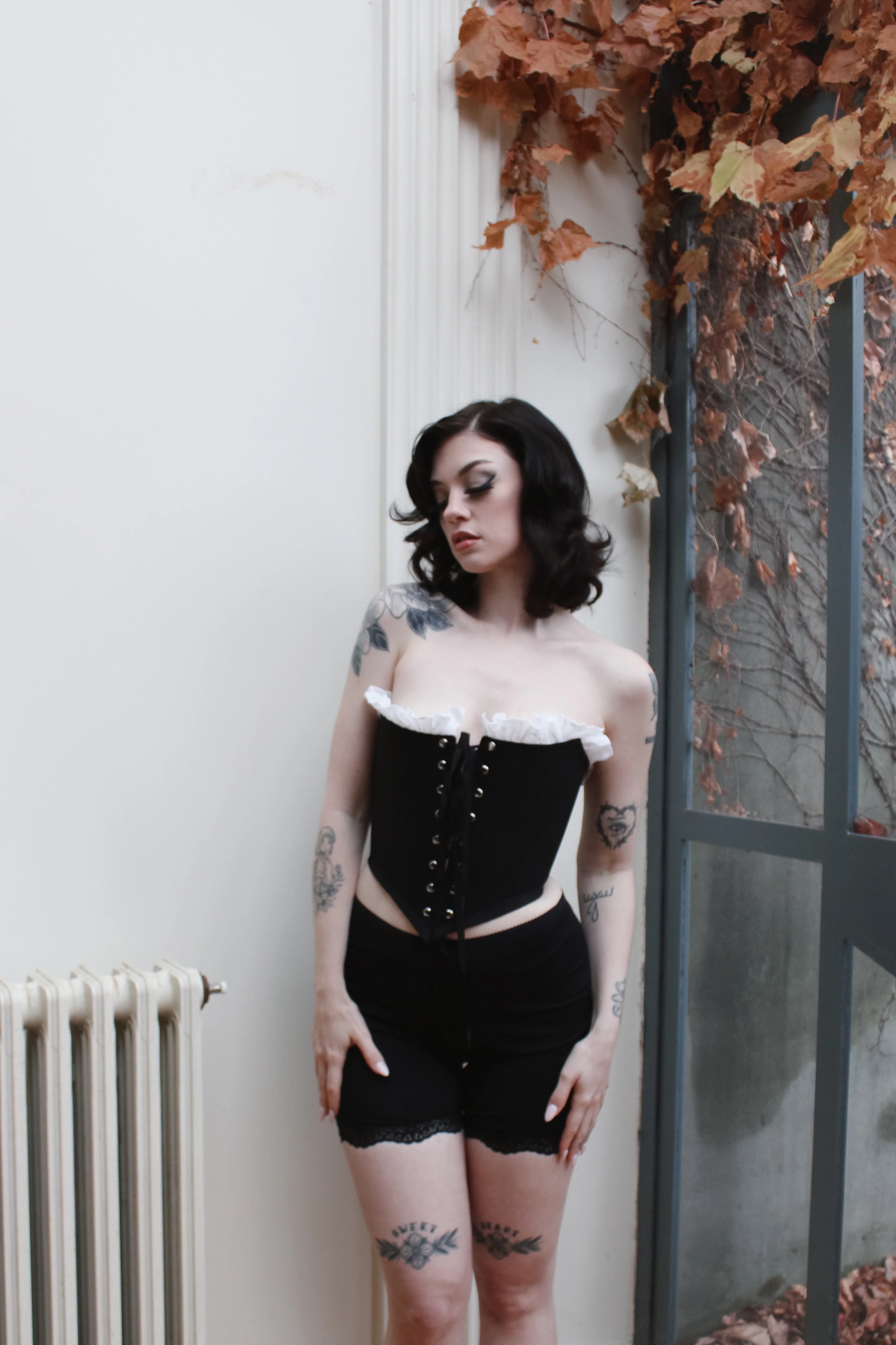 Luella Corset Black Canvas with Broderie Trim - Image 3