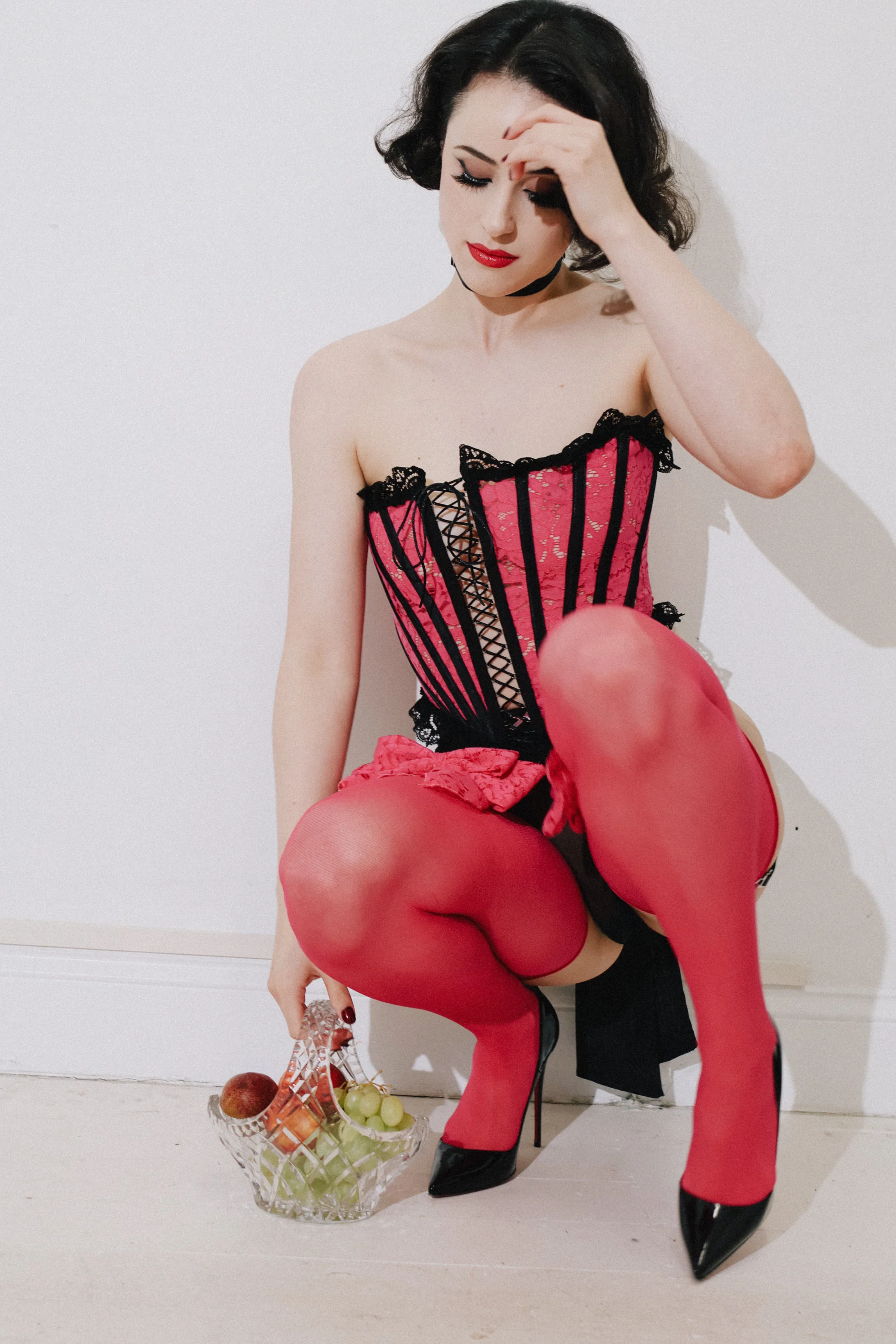 Luella Corset Pink Lace and Black Trim - Image 5