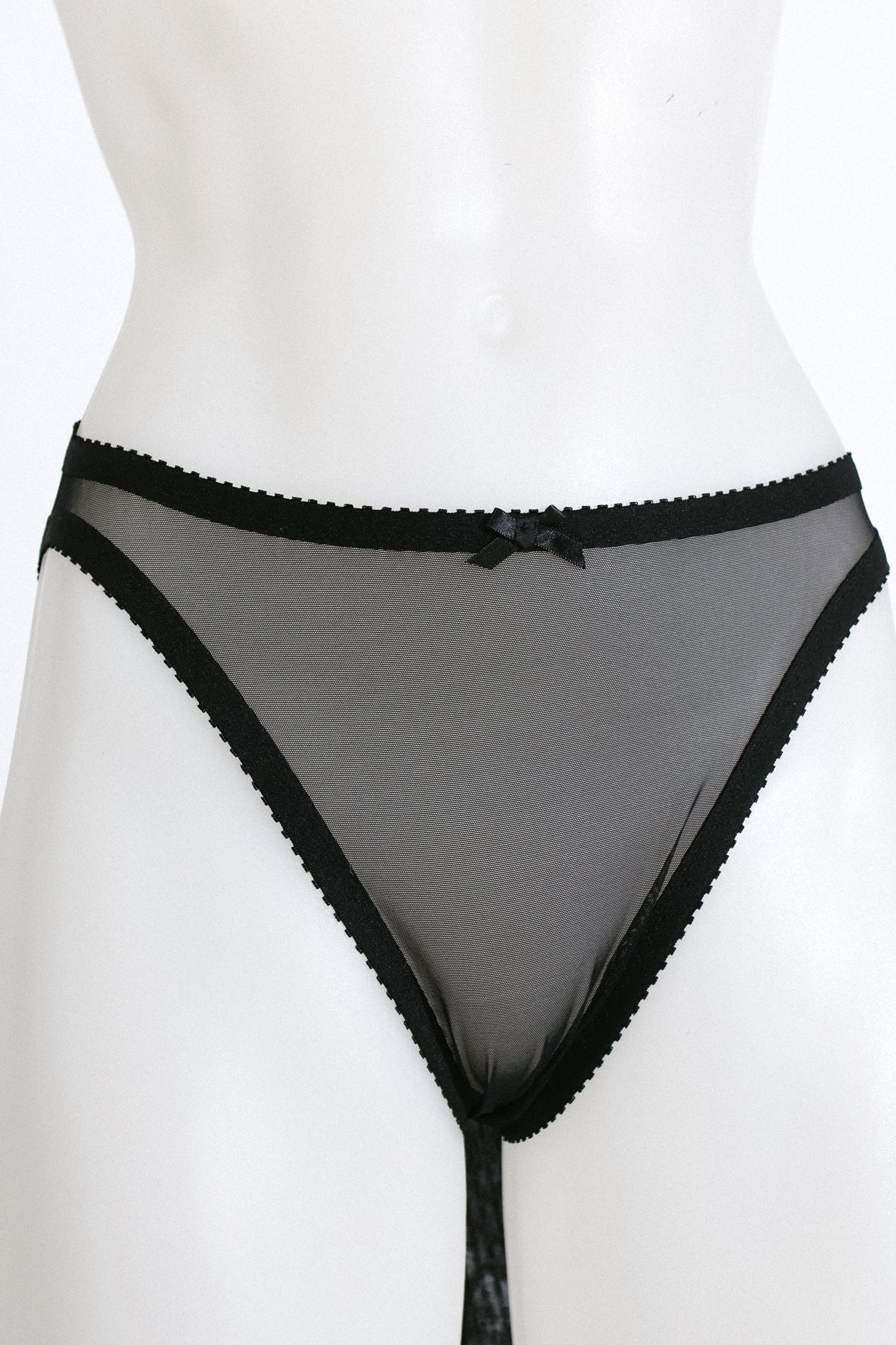 Mindy Bow Knickers Black Mesh and Silk - Image 7